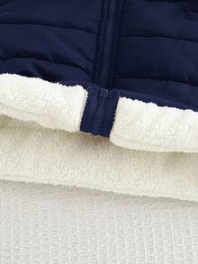 Cozy Pixies Newborn Baby Boy Cartoon Bear Pattern Hooded Fleece Sleeveless Open Front Autumn Winter Jacket - Royal Blue - View 6