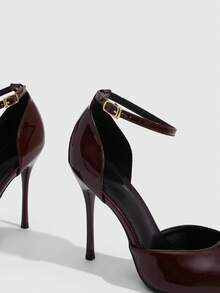 CUCCOO SZL Women's Stiletto Heels With A Closed Back And Glossy Finish, Simple And Stylish For Commuting. - Coffee Brown - View 5