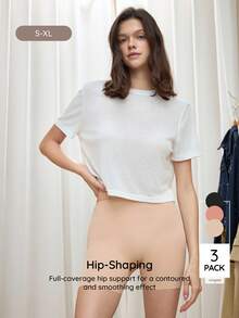Bralution Set Celana Dalam Wanita Tanpa Jahitan, Nyaman, Minimalis, Panjang Sedang, Warna Dasar, Multi-Warna, Tahan Lama - Coral Pink - View 3