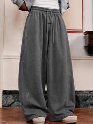 NEON BLANC Men's Spring/Autumn Casual Loose Fit Standard Size Sweatpants, Solid Grey With Elastic Waist Baggypants Men