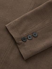 Manfinity Mode Old Money Style Men's Loose Casual Blazer, Lapel Pocket Design Streetwear Light Business Casual Jacket - Coffee Brown - View 6