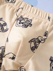 SHEIN | PAW Patrol Young Boys 2-Piece Set Casual Fashion Creative Personalized Fresh Cute Cartoon Pattern Print Tank Top And Shorts - Brown - View 7