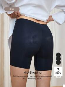 Bralution 3 piezas Pantalones cortos sólidos antiexposición - Negro - Ver 4