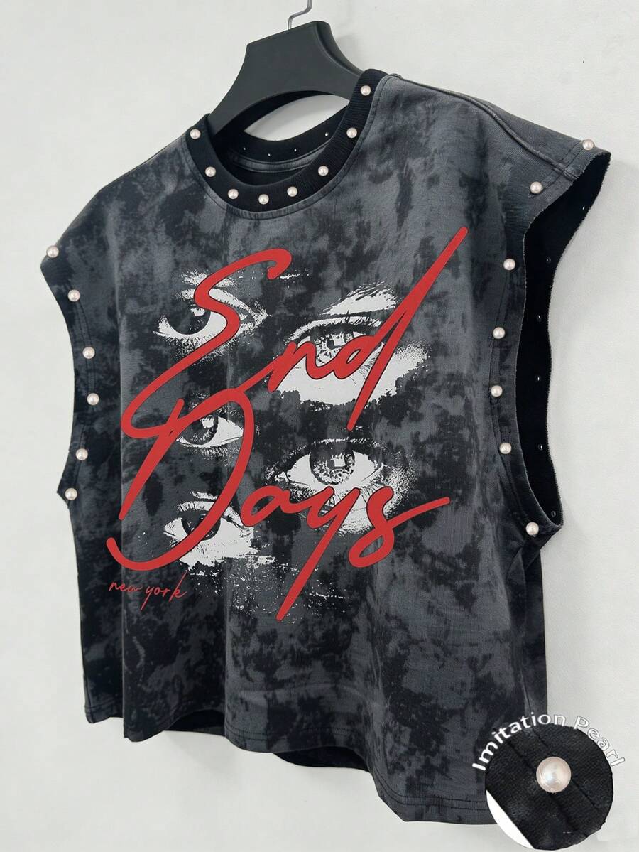 Manfinity Roghcode Camiseta casual versátil de uso diario con cuello redondo y estampado de letras para hombre - Negro - Ver 1