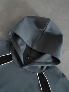 PAVTROS Men's Colorblock Patchwork Hoodie & Sweatpants Set - Dark Grey - View 4