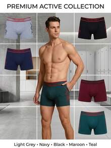 Set 12 piezas de calzoncillos bóxer elásticos cómodos para hombre con banda con diseño de letras - Multicolor B - Ver 3