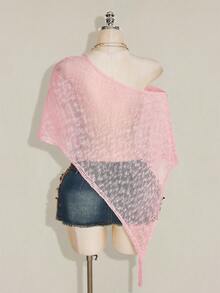 SHEIN ICON 夏季女款性感節日派對沙灘婚禮外出酒紅色鉤編 - 粉色 - 查看 2