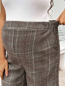 SHEIN Maternity Fashion Plaid Pocket Casual Loose Long Pants Fall - Multicolor - View 3