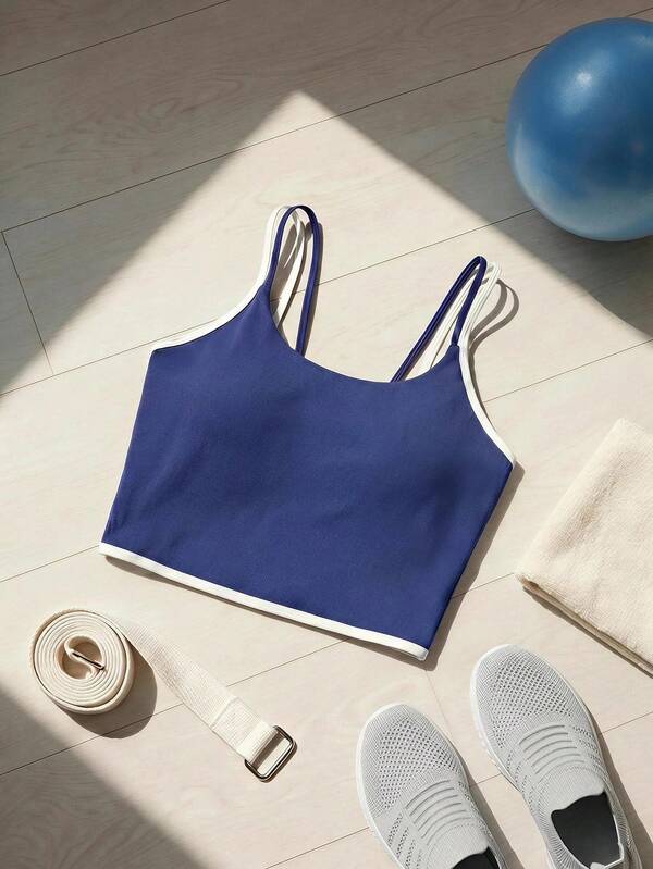 Cheerettes Women's Plus Size Simple Versatile Double Strap Cropped Sports Tank Top