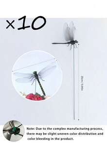 10pcs Realistic Dragonfly Decor, 3D Dragonfly Garden Stake, Dragonfly Garden Ornament, Yard Decoration, Movable Dragonfly Stake, Modern Dragonfly Design Garden Decor With Stem, Suitable For Garden/Shop/Home Wall Dec - multicolor - View 14