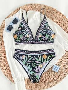 Swim Lushoire Bộ đồ bơi họa tiết thực vật đi biển kỳ nghỉ (Họa tiết đặt vị trí) - Nhiều màu - Xem 5