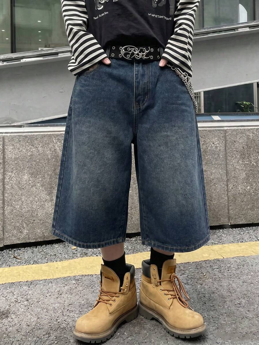 STEELVANCE 男士休閒水洗 8-Point 牛仔長褲 - 深色水洗藍 - 查看 1