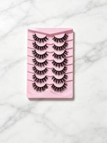 FindLove 7 Pairs Natural Crossing Faux Mink Eyelashes, Lightweight & Fluffy, Handmade, 10-16mm, Ultra-Light, Natural Look, Individual False Eyelashes, Suitable For Makeup - cross model - View 5