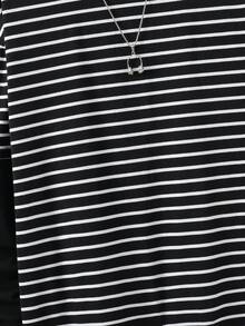SHEIN 青少年男孩休閒舒適百搭條紋拼色拼接袖長袖上衣 - 彩色 - 查看 5