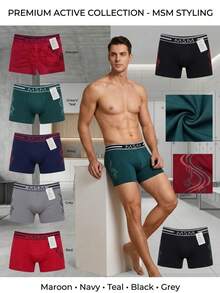 Set Of 12 Pieces Of Men's Comfortable Elastic Boxer Underpants With Lettering Design - multicolor A - View 2