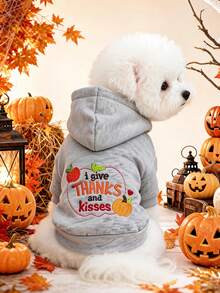 PETSIN 1pc Cat And Dog Universal Clothing, Embroidered Orange Pumpkin Halloween Pet Hoodie, Suitable For Daily Walks, Home, Halloween Costume Parties, And Holiday Photography - Grey - View 8