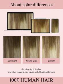7PCS Straight Clip In Hair Extensions 100% Real Human Hair 14-24 Inch 115G Double Weft Invisible Clip Hair Extensions Remy Natural Human Hair For Women Girls Daily Use Halloween Costumes - S3/8/613 - View 7