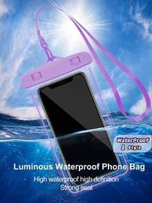 1pc Universal Waterproof Phone Pouch, Waterproof Phone Case, Compatible With IPhone 14/13/12/11 Pro Max/XS Plus, Fits Galaxy S22/S23 (Up To 7.0 Inches), 3D Dry Phone Bag - Purple - View 1