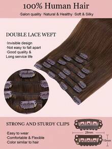 7PCS Straight Clip In Hair Extensions 100% Real Human Hair 14-24 Inch 115G Double Weft Invisible Clip Hair Extensions Remy Natural Human Hair For Women Girls Daily Use - S4A - View 4