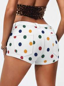 SHEIN ICON 女款低腰牛仔迷你短褲 - 彩色 - 查看 2
