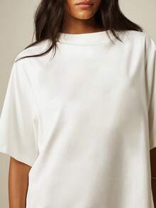 MISSGUIDED Kaos Grafis Ukuran Besar dengan Gambar Es Krim Stroberi di Bagian Belakang, Kerah Bulat, Bahu Longgar, Kaos Kasual Musim Panas - Putih - View 4