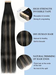 20PCS Straight Tape In Human Hair Extensions 100% Real Remy Human Hair 14-24inches Natural High Quality 50G/Pack For Salon Silky Seamless Invisible PU Tape In Hair Extensions - S1B/19/1B - View 5