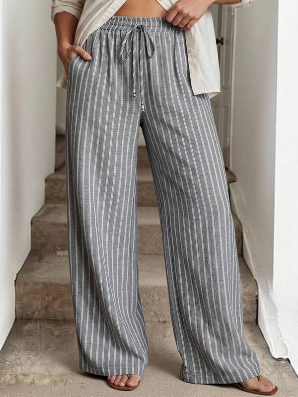 Ceyna Plus Size Women's French Casual Conservative Modest Formal Smart Casual Elegant Gray Loose Pants Autumn Beach Vacation