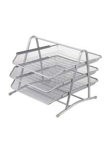 Office Supplies: Iron Wire Mesh Metal Three-Layer File Rack, Document Tray, Storage Rack, File Tray, Document Organizer, Drawer Type. - multicolor - View 11