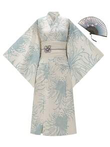 Irokai 花卉印花和服式喇叭袖长袍 - 彩色 - 查看 5