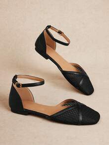 Rosivie Women Flats Spring And Summer New Models, Square Toe Design, Comfortable And Simple Vacation, Women's Flat Bottom, Essential For Commuting, Casual - Black 1 - View 4