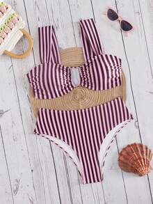 Swim Mod Springbreak 女款夏季新款隨機印花多色V領雙肩帶甜美花卉圖案度假比基尼套裝 - 彩色 - 查看 5