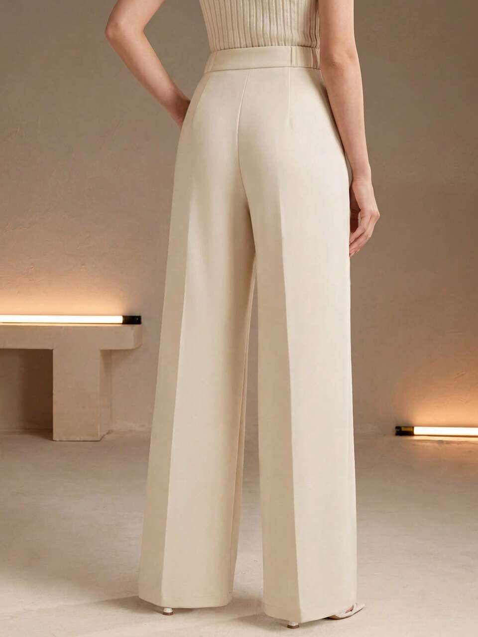 Conjuntos de trabajo para mujeres, pantalones de vestir para mujer de moda moderna de unicolor con hebilla decorativa, pantalones de traje para mujer, conjuntos para festivales, bodas, fiestas