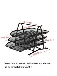 Office Supplies: Iron Wire Mesh Metal Three-Layer File Rack, Document Tray, Storage Rack, File Tray, Document Organizer, Drawer Type. - multicolor - View 3