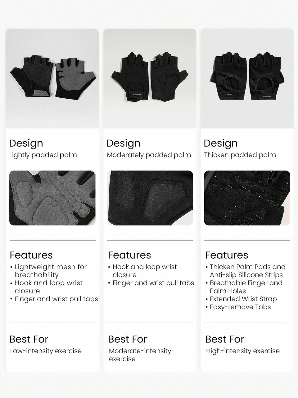 Grip It Sweat-Wicking Padded Non-Slip Training Gloves High-Intensity Training Running Workout Gym Active