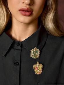 HARRY POTTER X SHEIN 水鑽鋅合金別針，霍格華茲包包胸針，適合作為禮物、收藏品、紀念品 - 彩色 - 查看 2