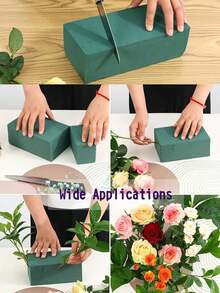 3 Pieces 8.98 * 4.25 * 3.07 Inch Dry Flower Mud Packaging Material Absorbent Sponge Foam Flower Art Moisturizing Base Flower Mud, Valentine'S Day Gift - Green - View 4