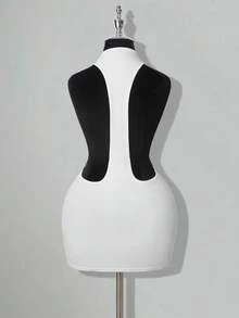 SHEIN ICON 純色 I 字露背性感休閒迷你洋裝 - 白色 - 查看 3