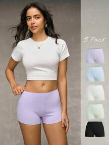 Esseday Set Of 5 Solid Color Boxer Shorts - Multicolor - View 2