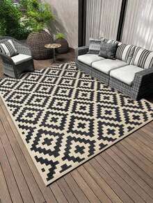 Waterproof Outdoor Rug 9x12 Ft, Reversible Plastic Straw Patio Rug For Camping, RV Mat Outside, Indoor Outdoor Carpet For Porch, Deck, Backyard, Camper, Balcony, Picnic, Black & Beige - multicolor - View 7