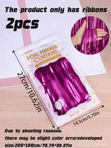 Hot Pink Foil Fringe Curtain – Metal Wire Backdrop For Photo Booth, Wedding, Birthday, Bridal Shower, Bachelorette Party Decor - Rose red - View 10