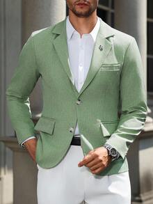 Manfinity Mode Men's Casual Business Commute Blazer - Green - View 4