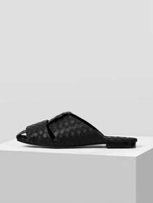 MOTF PREMIUM BLACK LEATHER ROUND TOE CASUAL SIMPLE COMMUTER WOMEN'S FLAT SANDALS - Black 1 - View 8