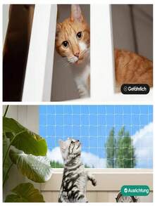 3M * 5m Balcony Transparent Net Cat Enclosure, Balcony Cat Protection Net With Fixed Plastic Buckles, Suitable For Windows, Terraces, Indoor And Outdoor Cat Protection Nets, As Well As Outdoor Fruit And Vegetable Protection Nets. - White - View 4