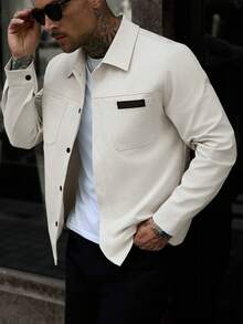 Manfinity Homme Chaqueta casual de unicolor para hombre, corte slim, para exteriores - Albaricoque - Ver 7