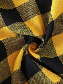 SHEIN Genkimix Kids Boys' Plaid Pattern Hooded Shacket, Spring/Autumn - Yellow - View 7