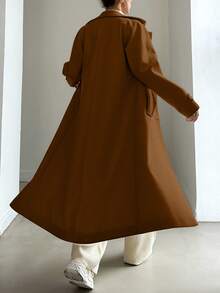 EURMUSE Women's Solid Color Fashion Versatile Daily Wear Overcoat - Mocha Brown - View 2