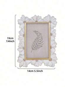 Madebyblanc 1PC Resin White Gold Trim 3D Daisy Flower Pattern Square Photo Frame Horizontal Vertical Dual Use Home Desktop Display Picture Frame Decorative Photography Accessories Holiday Gift Idea Room Decor Ornament - one-size - View 9
