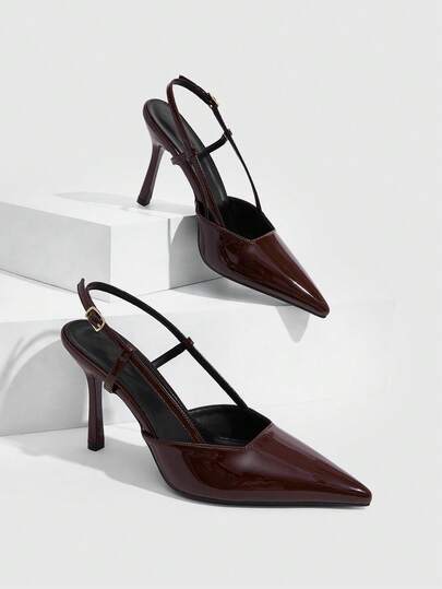 CUCCOO SZL Women's Stiletto Heels With A Glossy Back Strap - Simple, Sophisticated, And Versatile.
