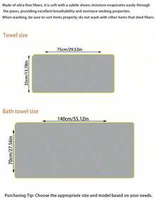 SHEIN 1 Buah Handuk Serat Super Bermotif Garis-garis, Handuk Mandi, Handuk Persegi Panjang, Handuk Pantai, Dekorasi Kamar Mandi Rumah, Perlengkapan Kembali ke Sekolah, Salon Kecantikan, Kamar Mandi Rumah - Grey - View 2
