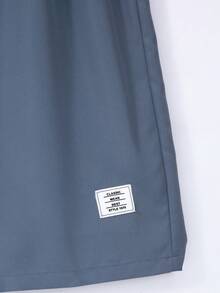SHEIN 青少年夏季新款度假風全身印花短袖襯衫與短褲休閒兩件套 - 藍色 - 查看 4